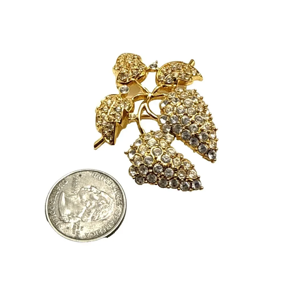 Vintage Clear Rhinestone Floral Cluster Brooch 2.5